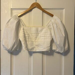 Abercrombie & Fitch Puff Sleeve Emerson Crop Top White